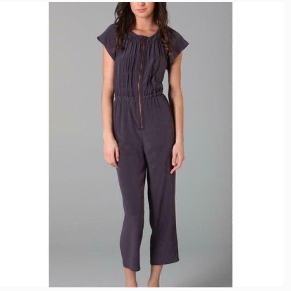 See by Chloe Silk Zip Front Jumpsuit 8 Eggplant Dusty Purple